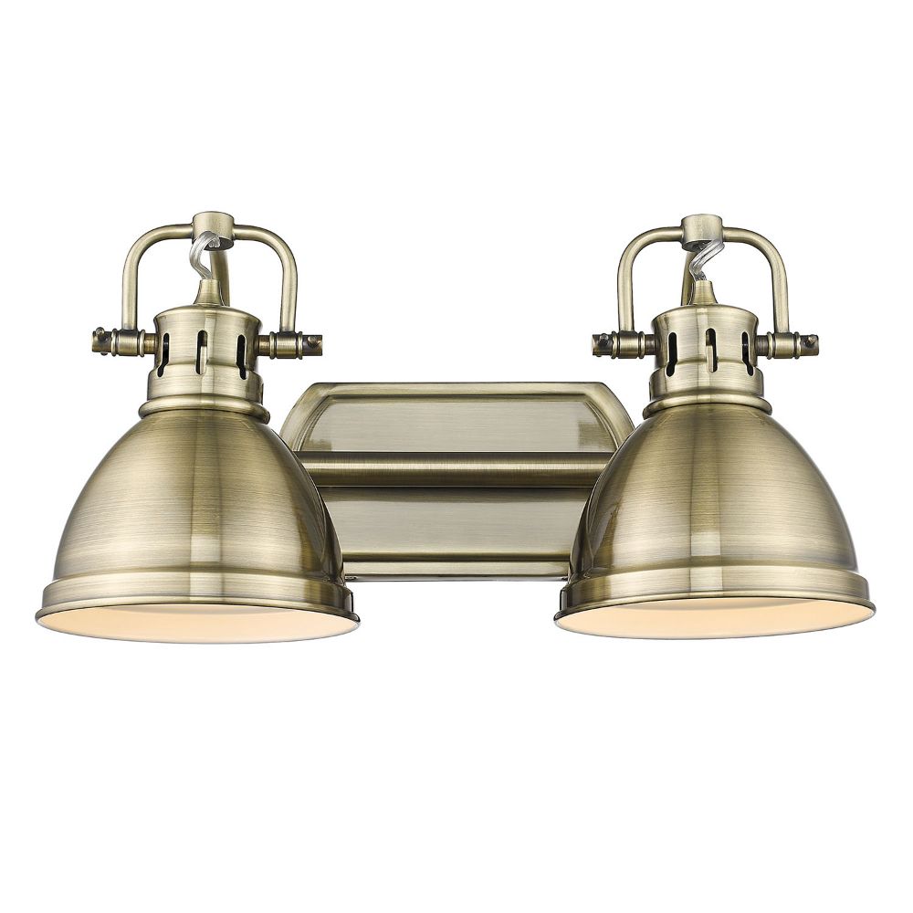 Golden Lighting 3602-BA2 AB-AB Duncan 2 Light Bath Vanity in Aged Brass